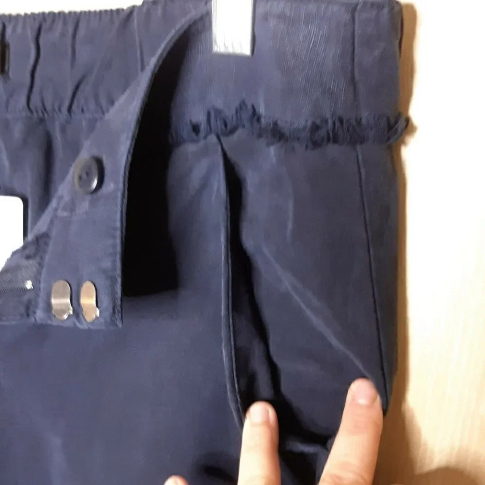 Loft Lyocel Linen Blend Navy NWT Raw Edge Pants - Picture 9 of 10